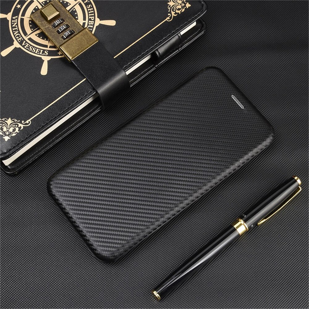 Voor Oukitel C23 Pro Case Luxe Flip Carbon Fiber Skin Magnetische Adsorptie Case Voor Oukitel C23Pro C 23 OukitelC23 Telefoon tassen: black