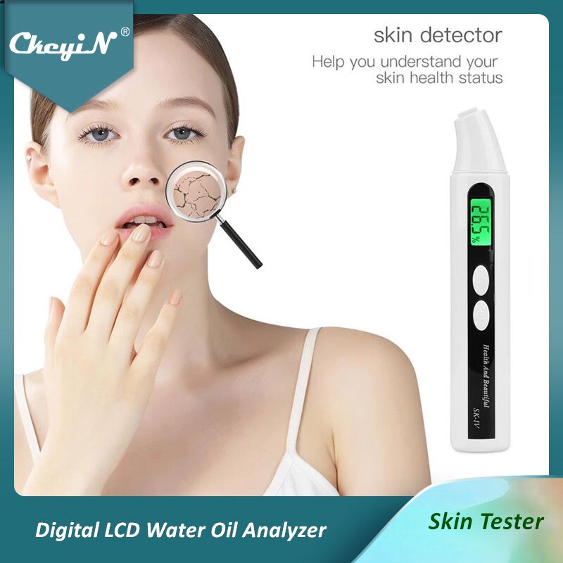 CkeyiN Portable Digital LCD Face Skin Moisture Tester Meter Water Oil Analyzer Monitor Detector Skin Sensor Facial Skin Care