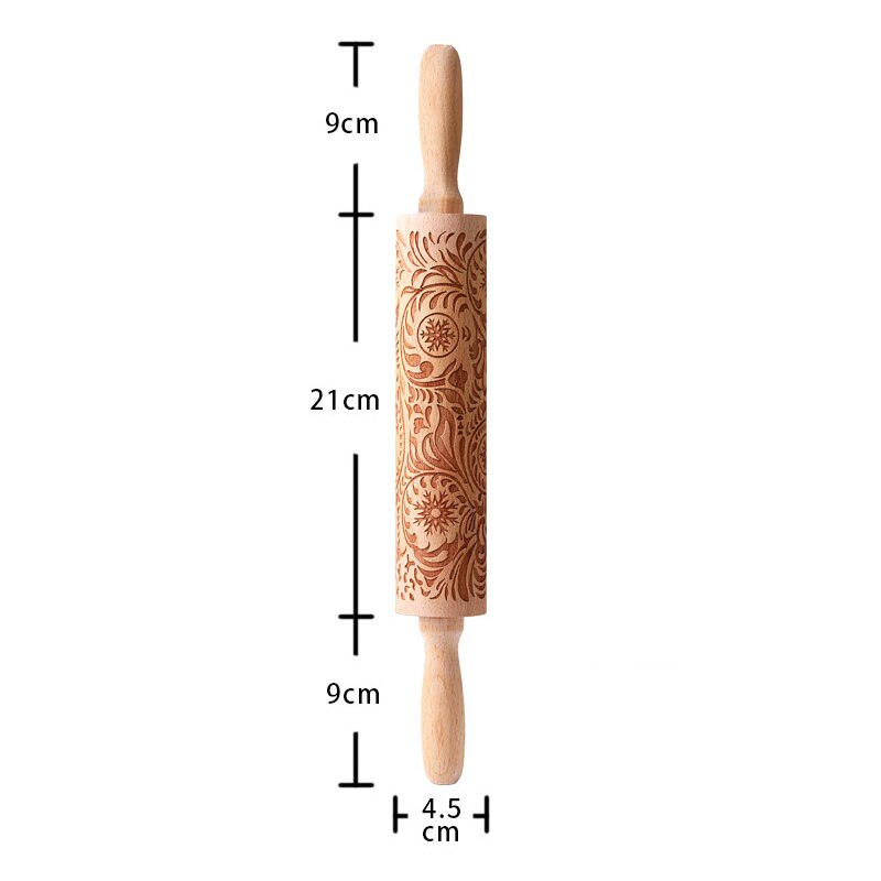 Reliëf deegroller kerstbloem hout gegraveerd bakkoekjes pinnen voor pizza klei pasta koekjesdeegroller: Stijl 2