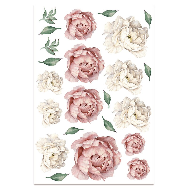 Large Peony Rose Flower Art Wall Sticker Living Room Home Background DIY Decal Bedroom Decoration Wall Decals: QTL7744 / 30X45cmX1pc