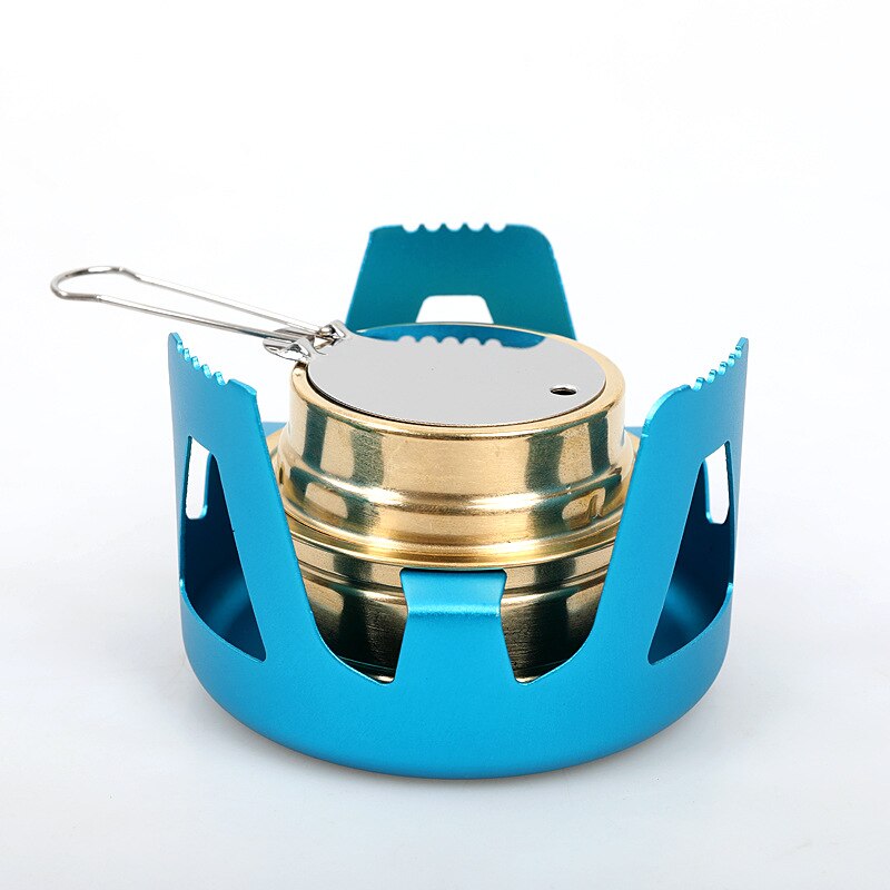 Outdoor Camping Vaporized Liquid Alcohol Pure Copper Burner Portable Alcohol Stove Aluminum Alloy Bracket: Blue