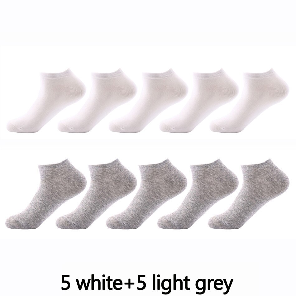 10 Pairs Ankle Socks Men Socks Low Cut Ankle Sock Men Short Socks Casual Sports Cotton Socks Men&#39;s No Show Socks Size 6-11: 5 light grey 5 white