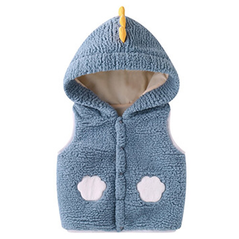 Zachte Knop Comfortabele Baby Peuter Warm Meisjes Jongens Herfst Winter Hooded Mode Mouwloze Leuke Cadeaus Uitloper Kindje Vest: Blauw / 100cm