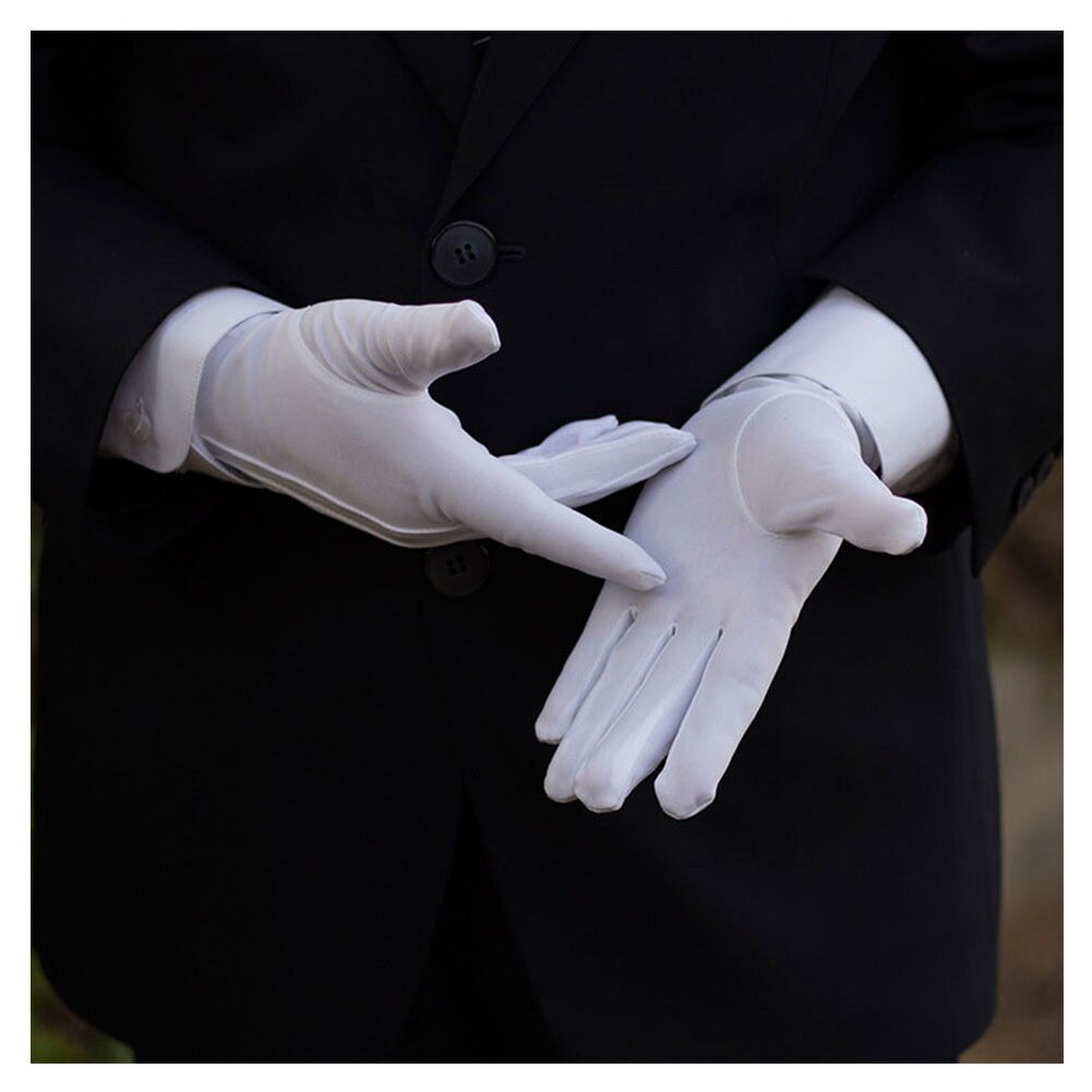 Guantes de esmoquin blanco para hombre, uniforme Formal, banda de guardia, guantes blancos, ocasiones formales, boda, mago: Default Title