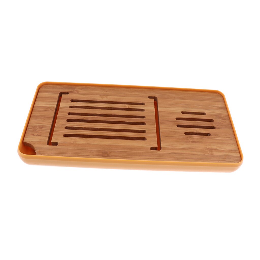 Rektangel bambus gongfu te bord serveringsbakke - dræningstype - til kinesisk kungfu te serveringsudstyr