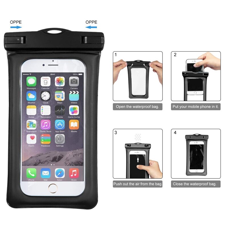 Universal Wasserdicht Fall Für iPhone 11 Pro XS Max Xr X 8 7 6 Samsung S9 S8 S10 Plus Hinweis 9 8 10 wasserdichte Beutel Schwimmen Schwarz