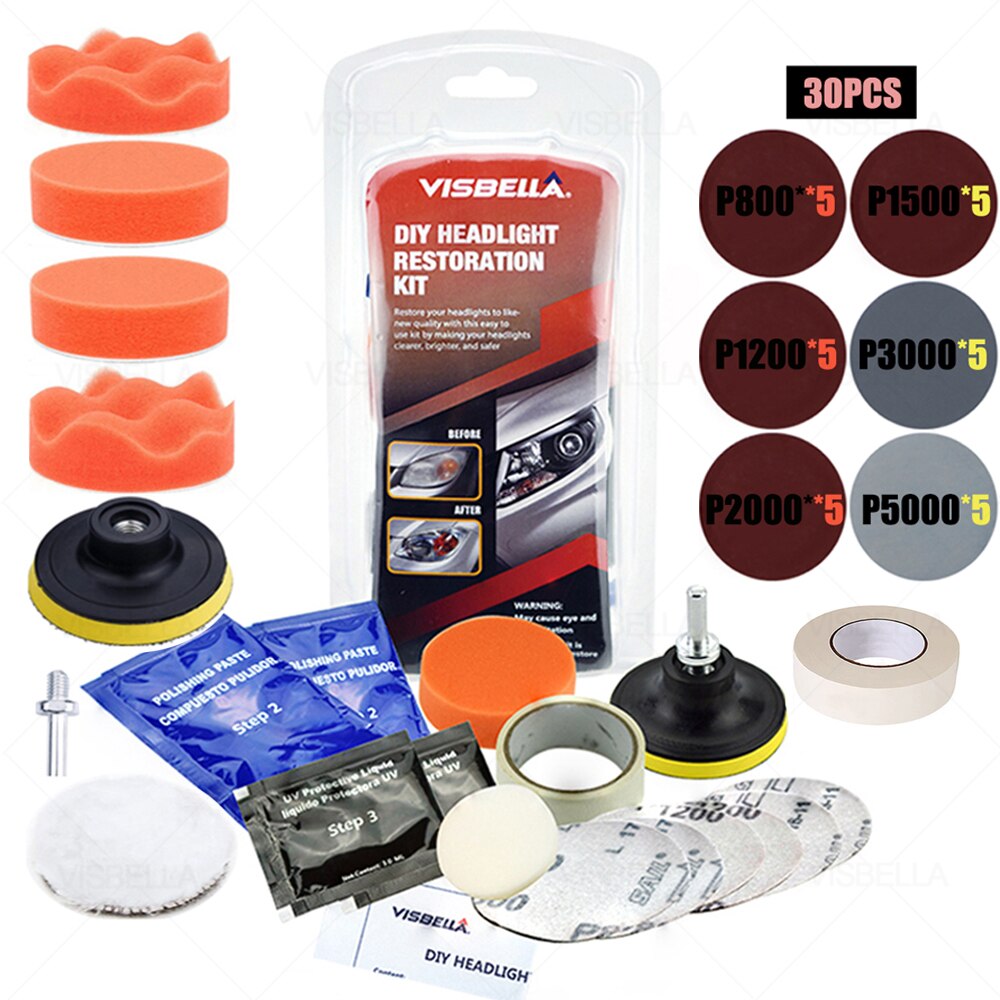Car Headlight Restoration Polishing Kits Headlamp Repair Kits Car light Lens Polish Polisher Cleaning Paste Refurbish Paint Care: Package 6