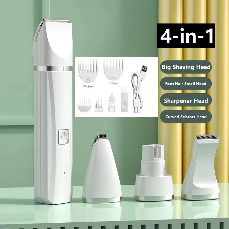 Professionele 4-in-1 Elektrische Pet Grooming Tool Set Hond Tondeuse USB Oplaadbare Huisdieren Kapsel Trimmer Scheerapparaat katten Levert: YELLOW