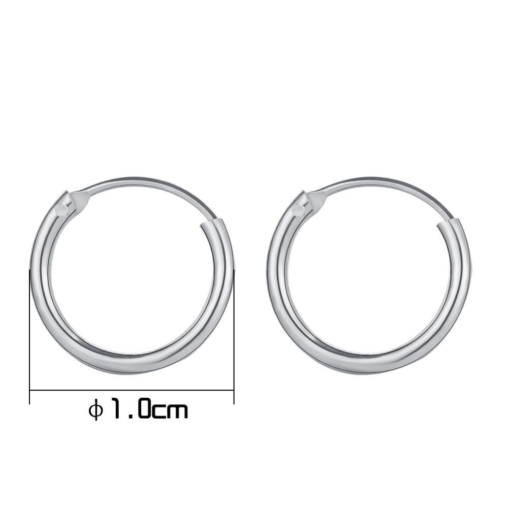 1cm 1,5 cm Ohrringe Hoop Gold Silber Farbe Runde Kleine Ohr Ringe für Frauen Metall Ohr Manschette Einfache Stil frauen Clip Huggie Ohrringe: Silver-1cm