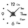 Reloj de pared grande Diy 3D reloj Adhesivo de pared silencioso auto-adhesivo extraíble Reloj de pared pegatina hogar sala de estar decoración: Small black