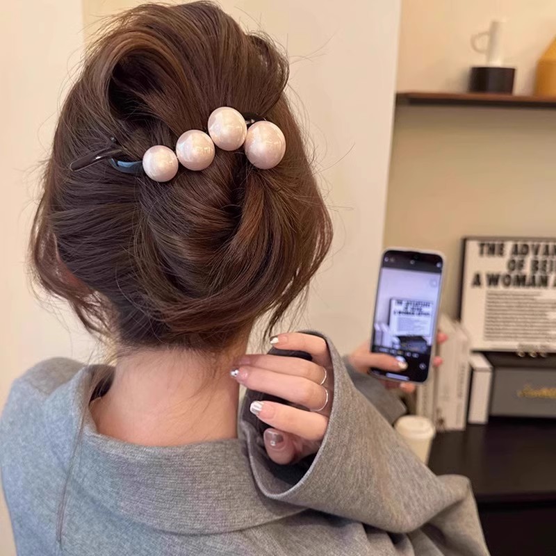 Pinza para el pelo con perlas para mujer, soporte para el pelo largo, pasador de horquilla, adorno para el cabello, diadema, accesorios para el cabello a la