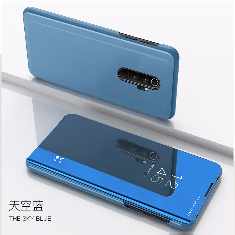 Smart Mirror View Flip Phone Case For Xiaomi Redmi Note 8T Note 8 Pro PU Leather Stand Cover For Redmi 8 8A Protective Shell: For Redmi 8 / sky blue