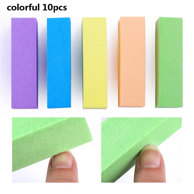 Lime à ongles de ponçage, 10 pièces, éponge de ponçage rose blanc, bloc, polissage, bricolage-même, pour Nail Art: colorful