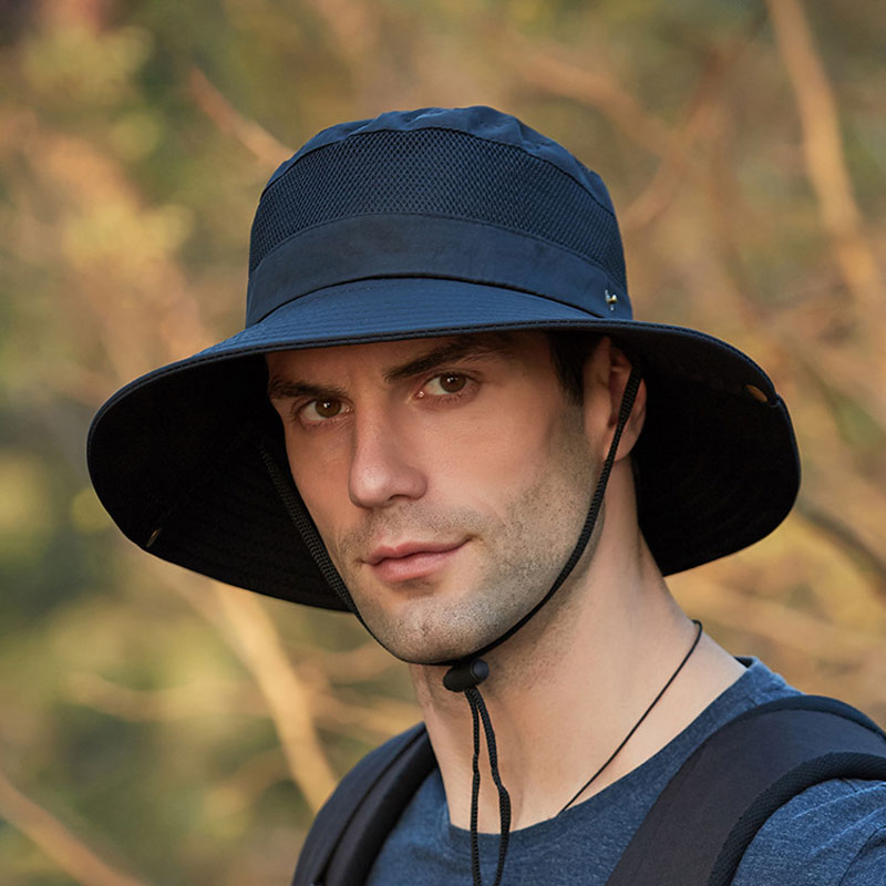 Men's Panama Hat Outdoor UV-proof Breathable Bucket Hat Wide Brim Hat Summer Hiking Anti-UV Sun Hat Fisherman Hat Cowboy Cap