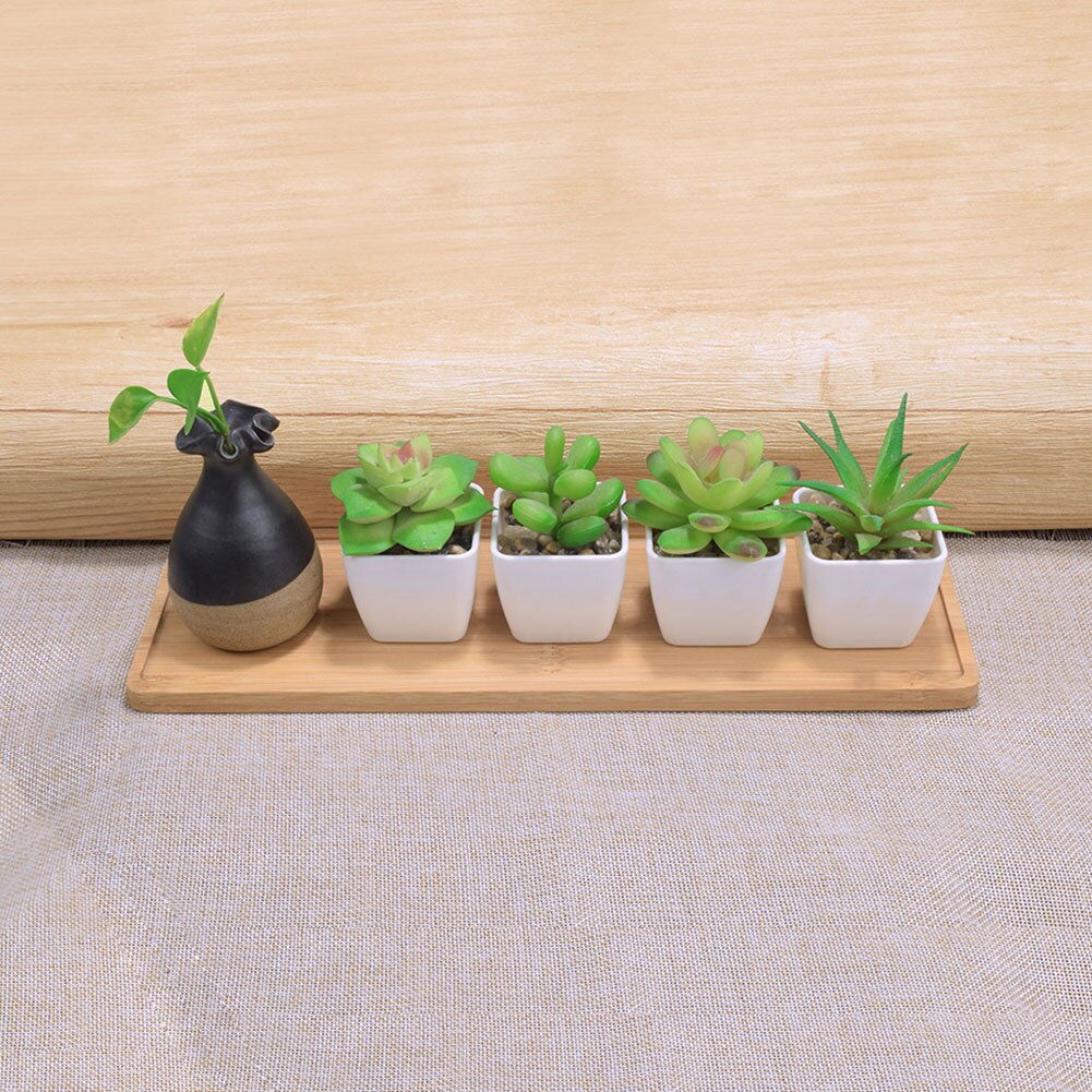 Mini Pflanze Blumentopf Rechteck bilden Bambus Untertasse Anlage Tablett Stand Favor Sukkulenten Topf Fach Einfache Elegante Wohnkultur