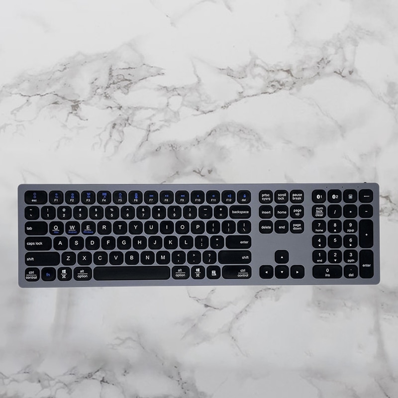 Bluetooth Keyboard, Aluminum Alloy Dual-Channel Wireless Keyboard for Phones, Tablets, Desktop Computers