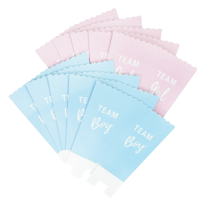6pcs Gender Reveal Boy or Girl Popcorn Box Team Boy Girl Candy Treat Box Baby Shower Birthday Party Decor Packaging Supplies