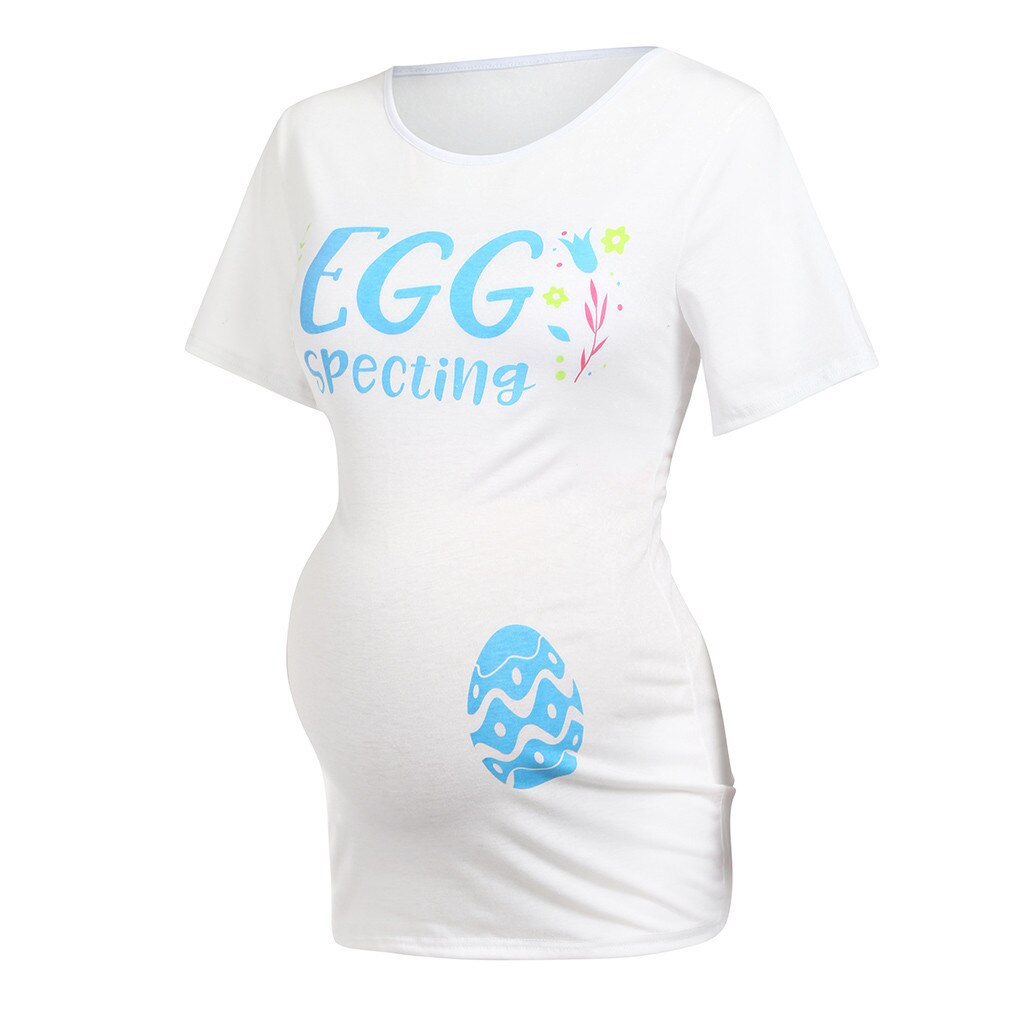Kvinder barsels t-shirt kortærmet påskebrev print graviditet toppe tøj gravid bluse t-shirt femme enceinte