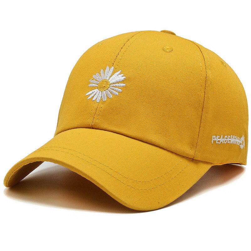 Zomer Vrouwen Mannen Bloem Geborduurde Baseball Cap Solid Snapback Unisex Zonnehoed Outdoor Sport Hip Hop Baseball Hoeden Casquette: Yellow-Flower Cap