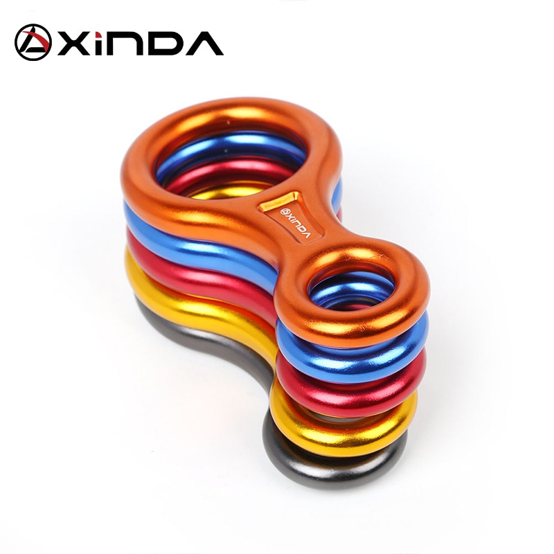 XINDA-Dispositivo de rappel para escalada en roca, 8 formas, ocho anillos, 45KN, descenso, Belay, mosquetón de rappel, Kit de descenso al aire libre