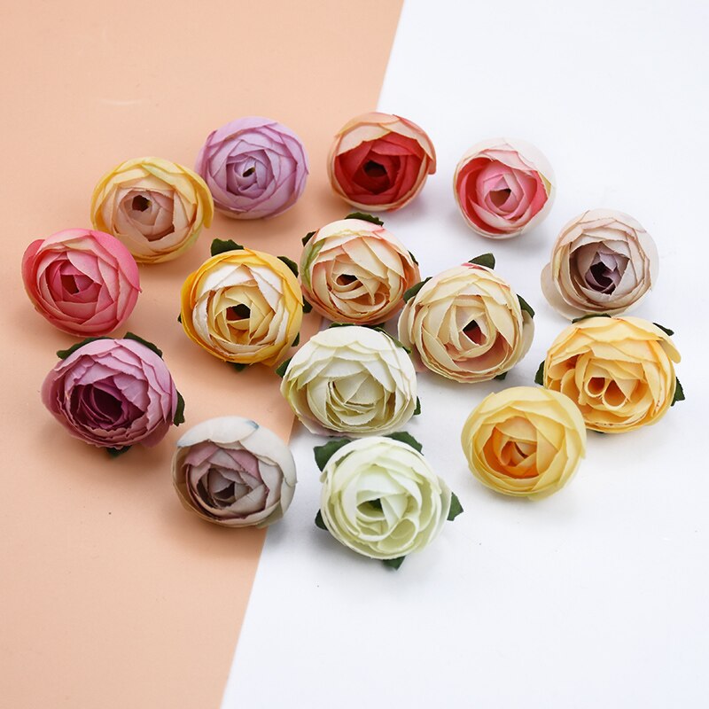 30 Uds. Flores artificiales al por mayor 3CM rosas de té adornos navideños para el hogar Accesorios flores decorativas para boda coronas