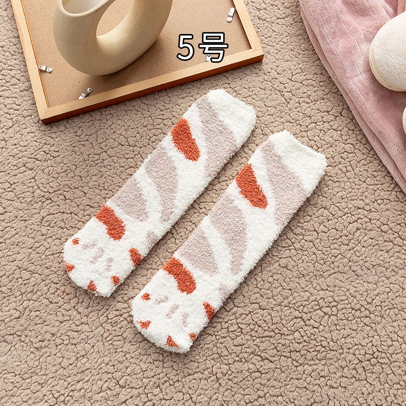 Calcetines de visón de imitación con lazo de conejos rosas dulces, calcetines cálidos de felpa para dormir en casa, calcetines de tubo peludos bonitos de dibujos animados japoneses Ins