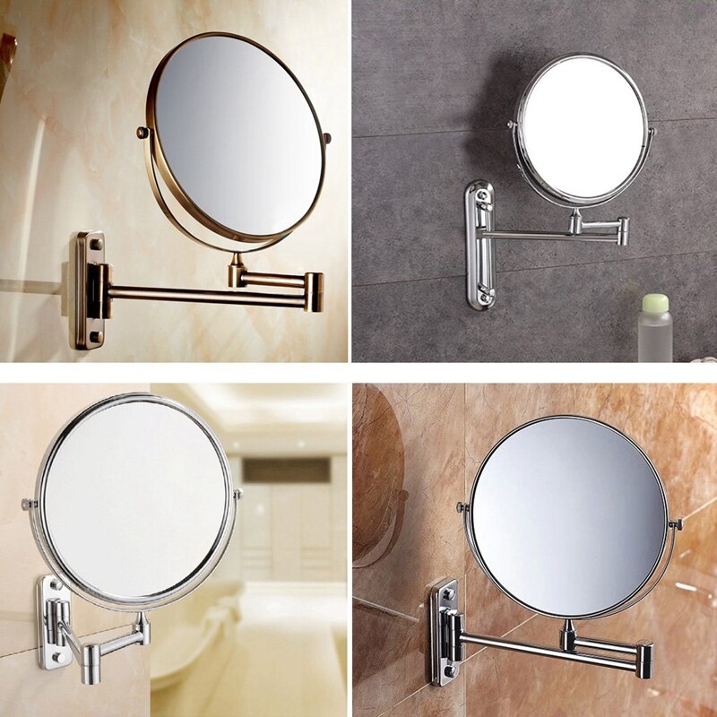 Silver Extending 8 inches cosmetic wall mounted make up mirror shaving bathroom mirror 7x nification