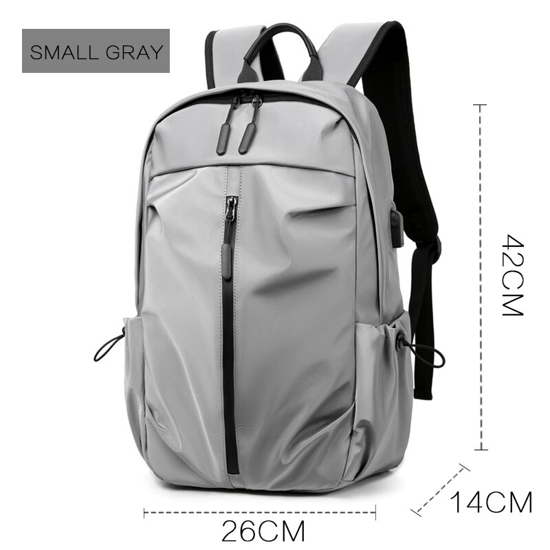 Uomini Zaino Impermeabile computer Portatile da 15.6 pollici Zaino Multifunzionale di Ricarica USB di Scuola Adolescente Mochila Borsa Da Viaggio zaino Esterno: piccolo grigio