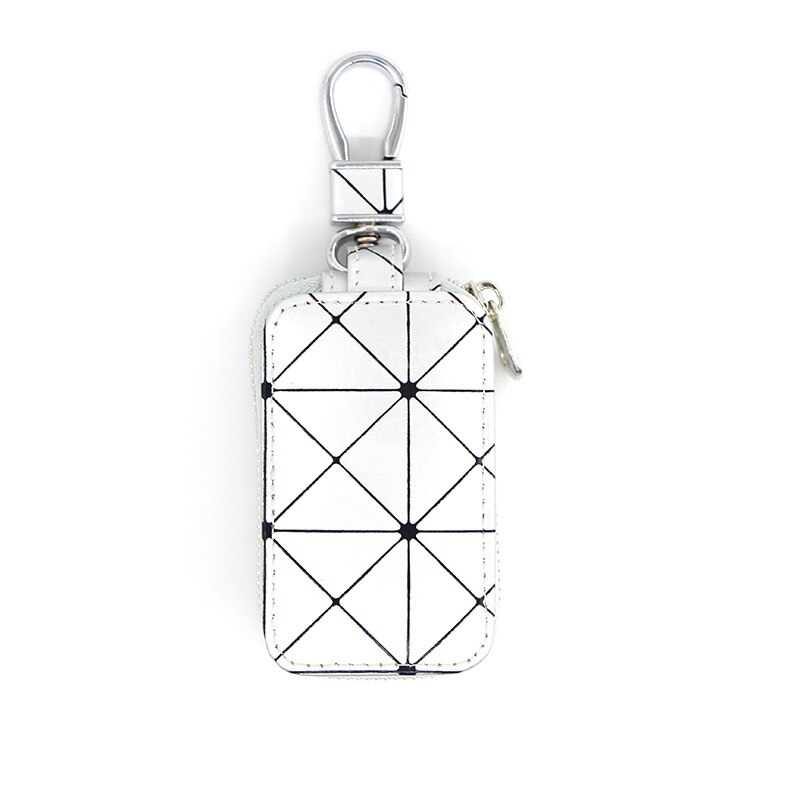 LLavero de cuero para hombre y mujer, funda organizadora de llaves de coche, cartera, bolsa, precio al por mayor: Blanco