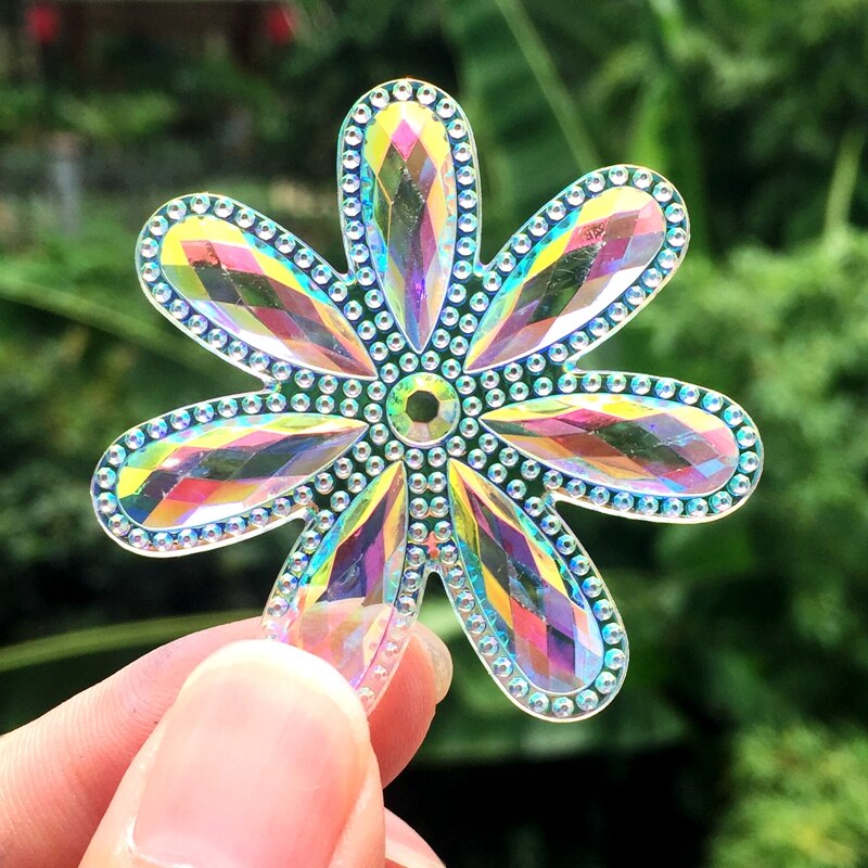 12pcs 46mm Grote Bloemen Strass Applicaties Plaksteen Acryl Stones Strass Kristallen Voor DIY Ambachten bruiloft decoratie HZ10 * 6: White