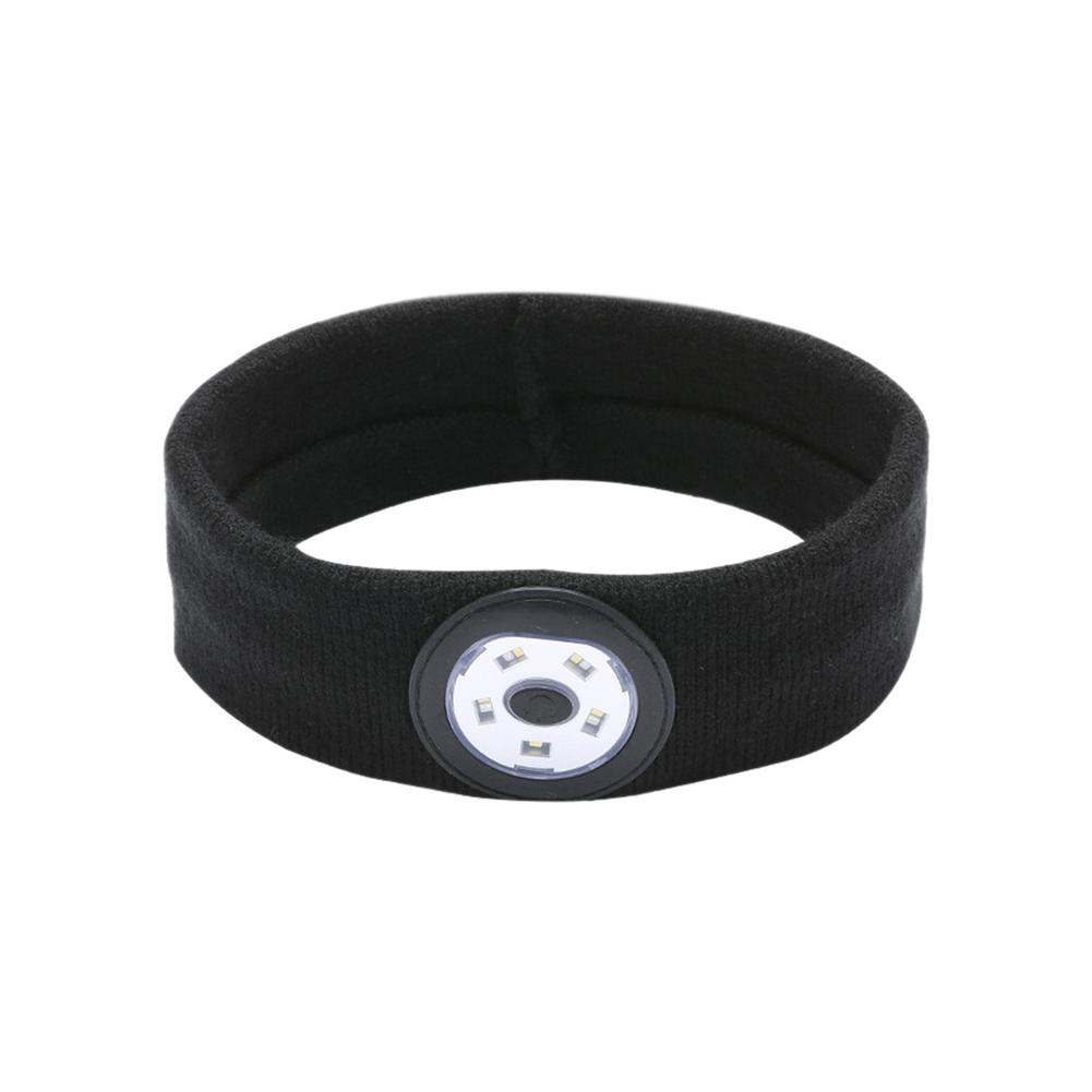 Sport Led Hoofdband 9 Lamp 3-Niveau Helderheid Usb Opladen Licht Up Zweetband Voor Fietsen En Lopen 'S Nachts camping: Black