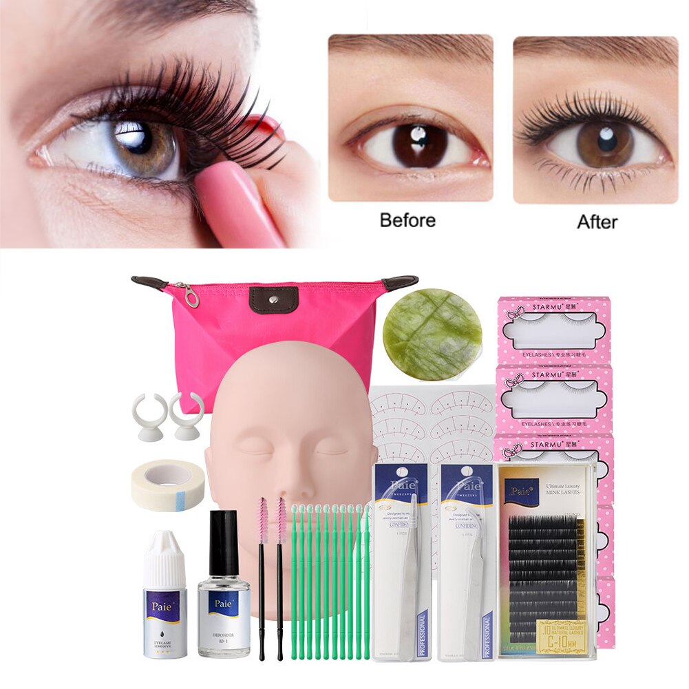 14 sztuk zestaw startowy do przedłużania rzęs Salon z manekinem Home Gift narzędzie do ćwiczeń akcesoria głowica treningowa wielofunkcyjny makijaż