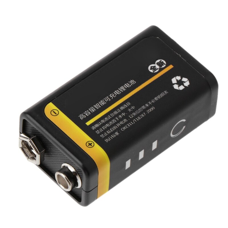 9V 800mAh Micro USB Rechargeable Lipo Battery for Multimeter Microphone Remote