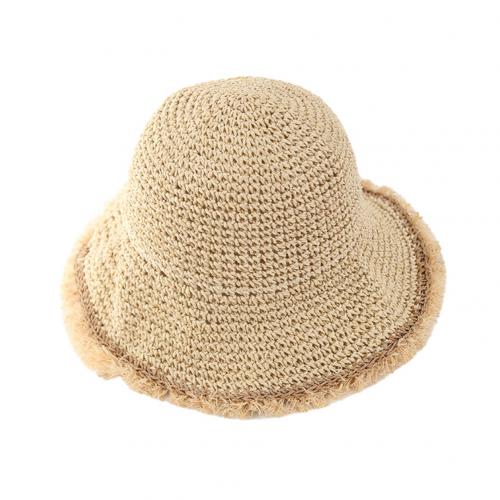 Summer Women Straw Sun Hats Crochet Knit Straw Hat Wide Wavy Brim Sunscreen Beach Cap Sunhat Beach Straw Sun Caps For: Beige