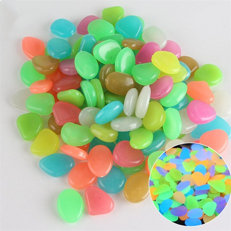 10 Pcs Amazing Garden Decor Luminous Stones Glow In the Dark Pebbles Light Emitting Aquarium Fish Tank Decoration Pebble Rocks: Multicolor