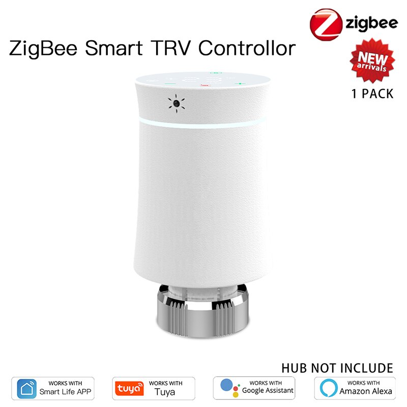 Tuya TRV ZigBee 3.0 Radiator Actuator Valve Smart Programmable Thermostat Temperature Heater Work With Alexa Voice Control: White valve
