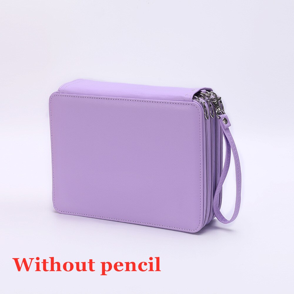 Cartuchera escolar de cuero PU, estuche de lápices de colores de gran capacidad con 184 agujeros, cartuchera multifuncional para suministros de arte,: Purple