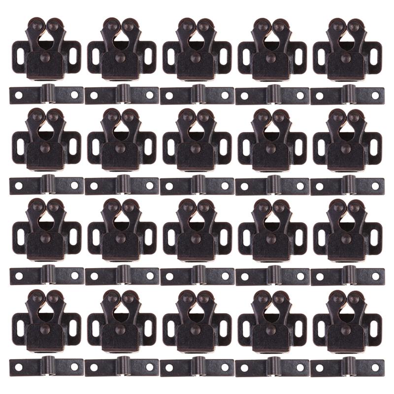 Lot de 20 loquets de porte à bascule, clip de verrouillage à bille pour placard, loquets de porte, perles de porte marron: 3