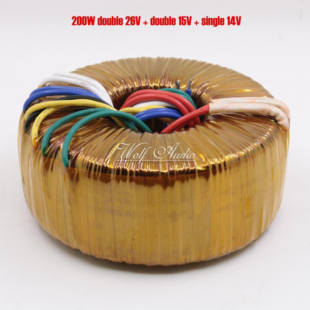 200W Pure Copper Transformer Dual 26V+ Dual 15V+ Single 14V Toroidal Transformer For Power Amplifier