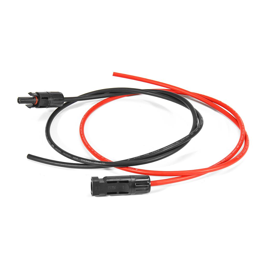 Een Paar 11AWG Zonnepaneel Aansluiting Extension Solar Kabels Met Mannelijke En Vrouwelijke Connector Zwart Plus Rood