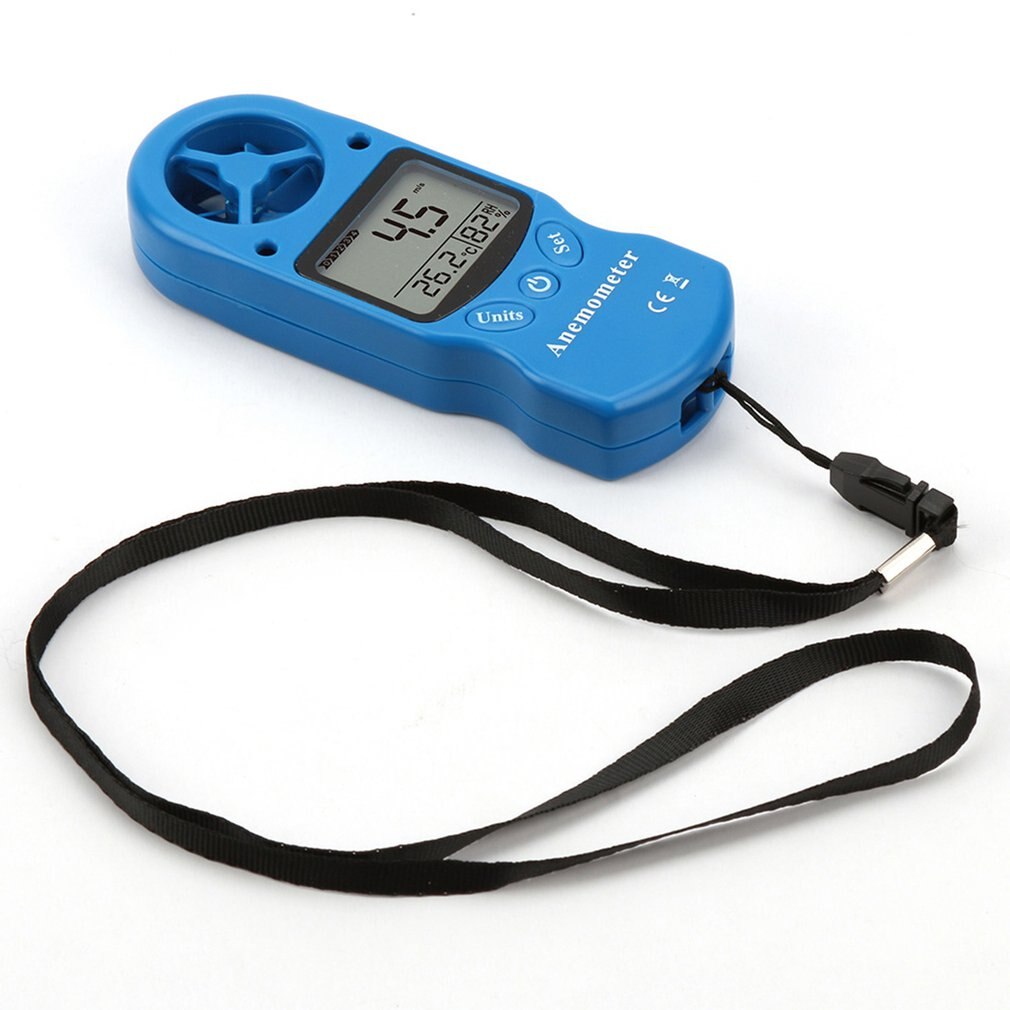 Mini Anemómetro Digital multiuso, anemómetro LCD TL-300 la velocidad y la temperatura del viento, medidor de humedad con higrómetro: Azul