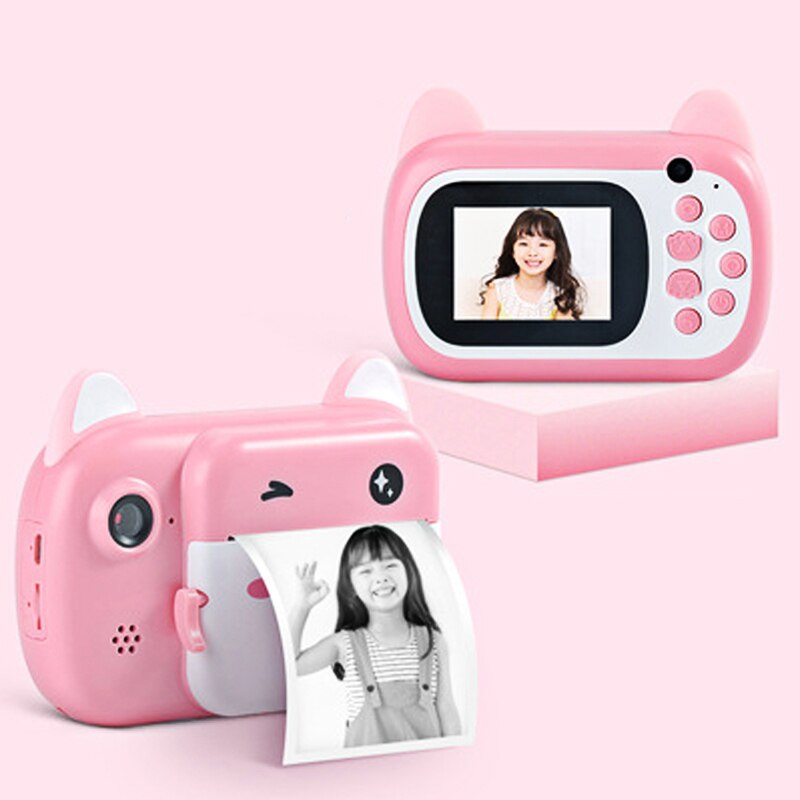 24MP 1080P HD Kinder Kamera Instant Druck Kamera Cartoon Nette Digital Kamera Für Kinder Geburtstag Weihnachten Für Jungen mädchen: Pink / With 32GB SD Card