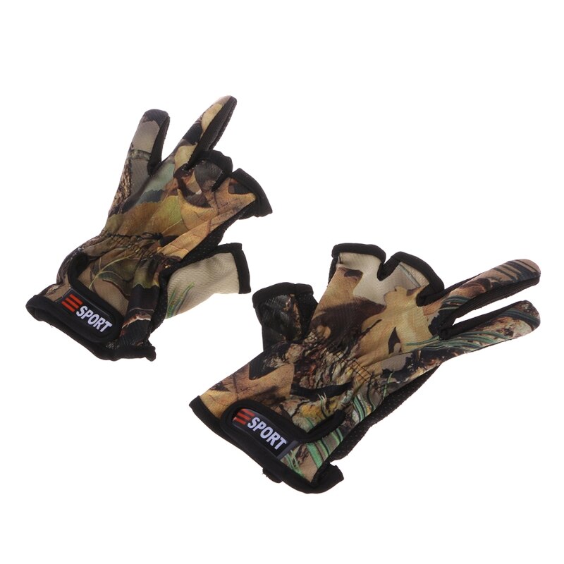 Fiskeri handsker 3 skåret finger slids udendørs sport anti slip åndbar camouflage