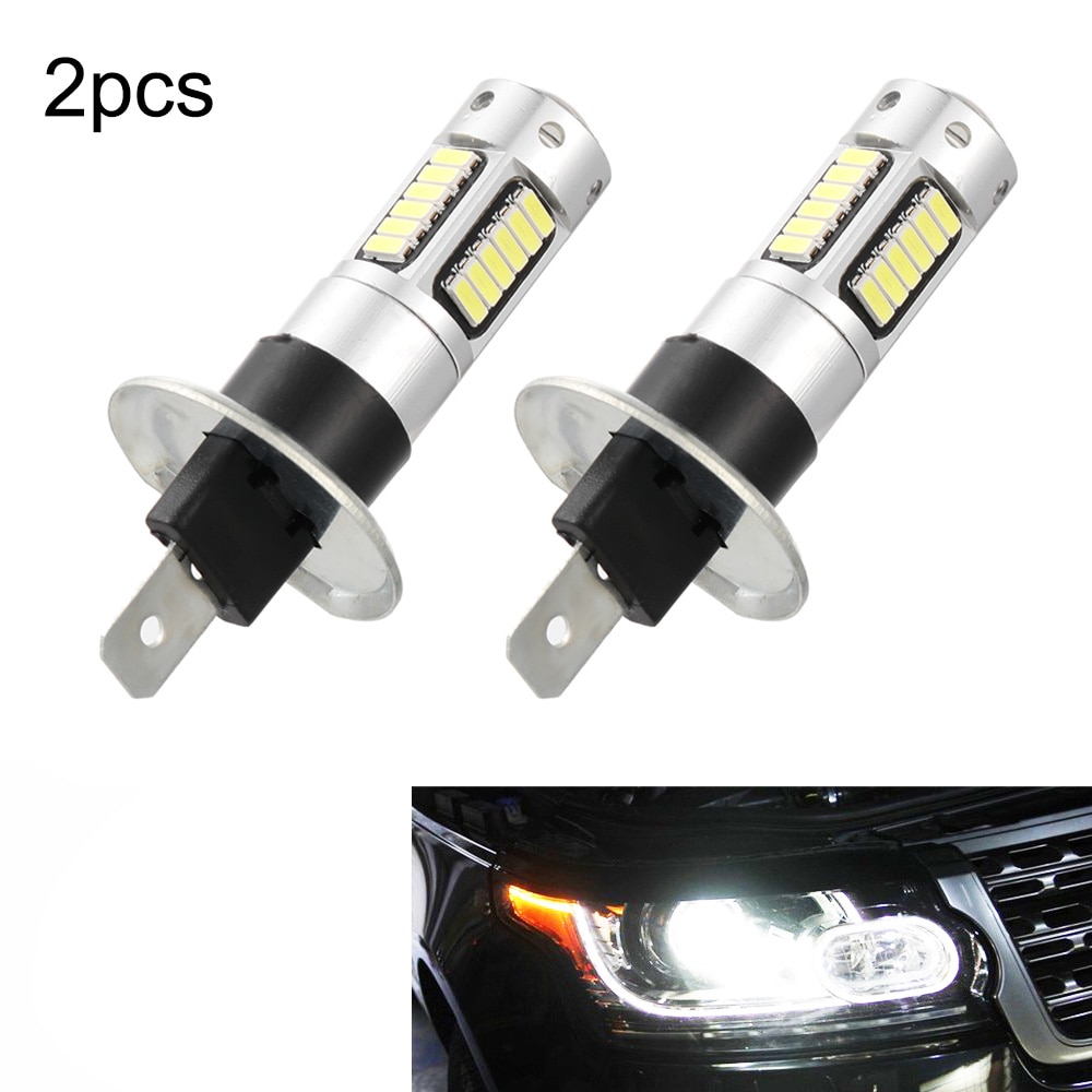 2 stk 12v dc  h1 4014 30 smd 6500k bil led forlygter kørende tågelygte pærer super lyse bil tåge lys blinklys