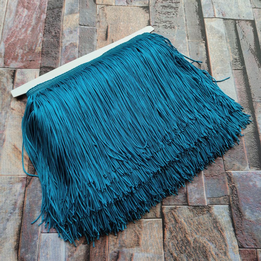 Flecos de encaje de 20CM de largo, 1 metro, 10 colores, poliéster, flecos, para vestido, accesorios de cortina de ropa: Sky Blue