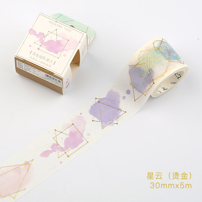 JUKUAI Aquarell Vergoldung Washi Klebeband DIY Dekoration Scrapbooking Planer Maskierung Band Klebeband Etikett-aufkleber Schreibwaren8123: 07 Stern