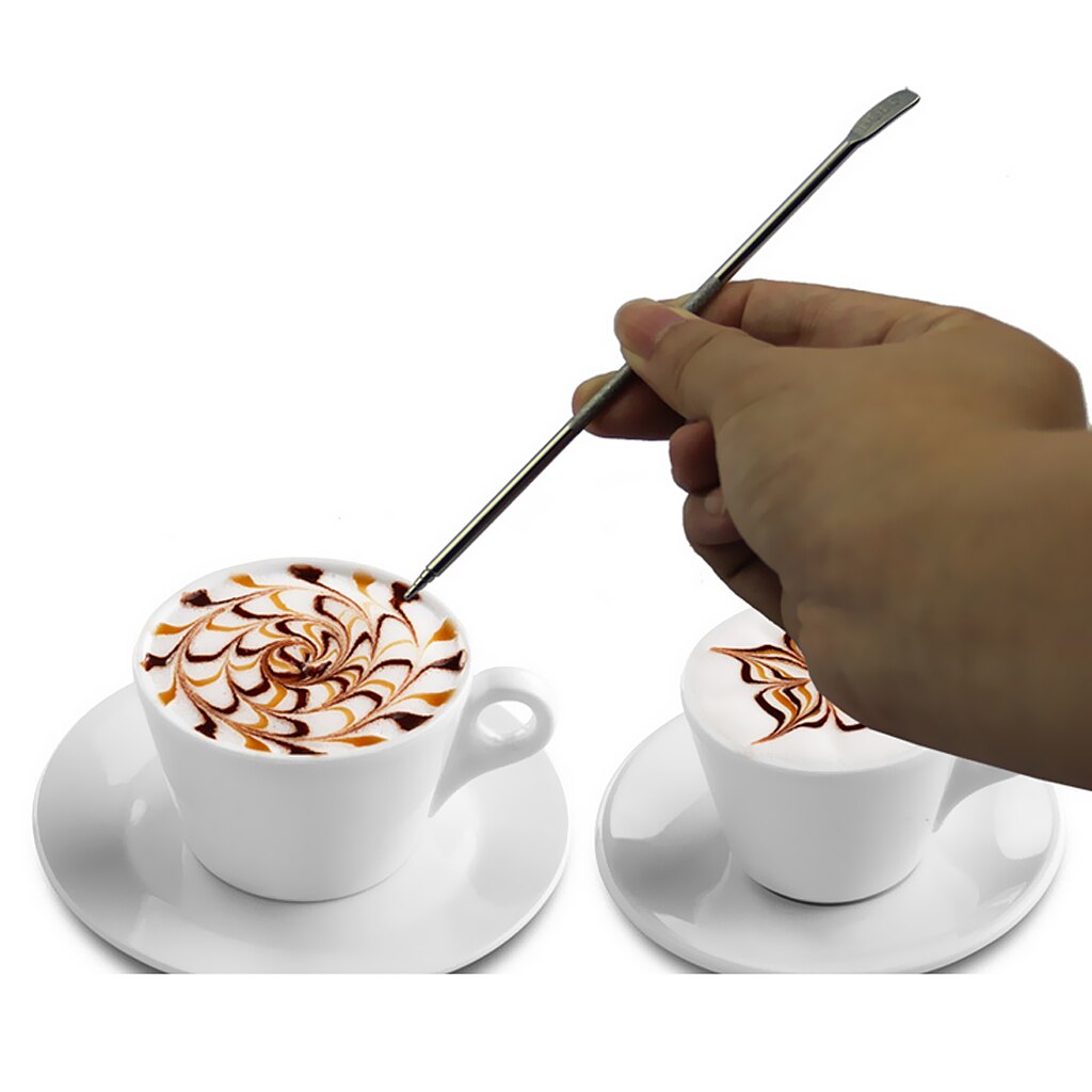 Metal Barista Coffee Latte Cappuccino Espresso Decorating Art Pen Cafe Kitchen DIY Decor Tool - 5.3inch Long