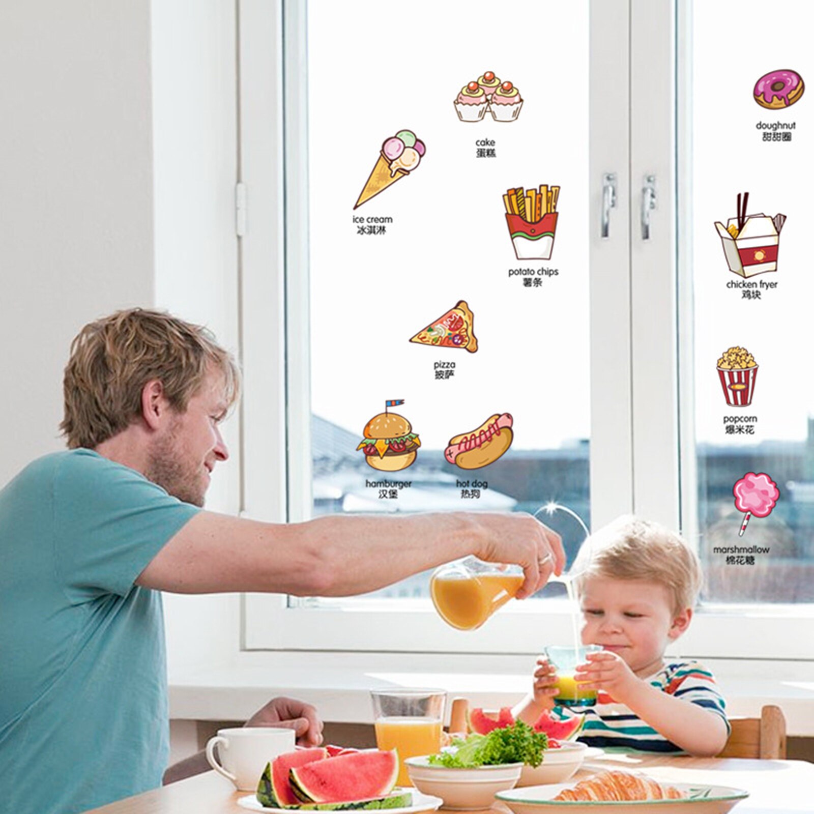 Stickers 10 PCS Cake Doughnut Pizza Refrigerator Stickers Wall Decals for Kitchen Dining Room Home Decoration