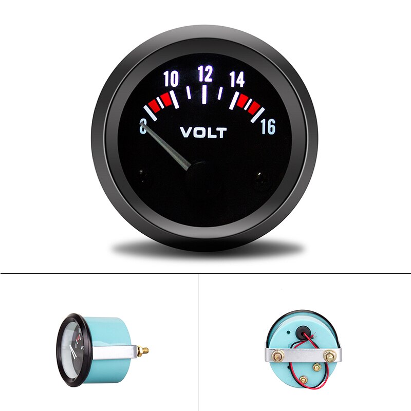 2 Inch Led Elektrische Auto Voltmeter Gauge Volt Auto Gauge 52 Mm Volt Meter 12V Auto Instrument Voltage Meter 8 ~ 16V Zwart Bezel