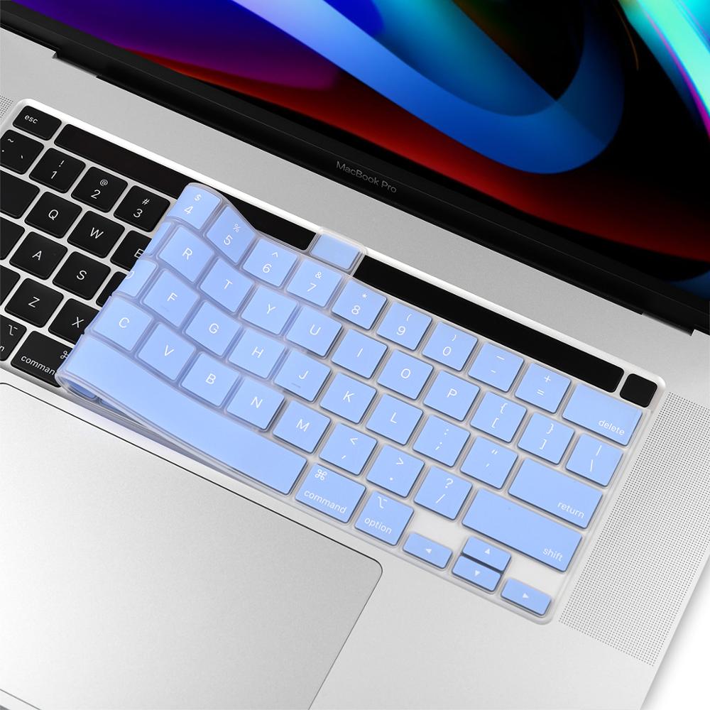 Keyboard Cover for Macbook Pro 16 Model A2141 US Enter English Alphabet Silicone Keyboard Protector Skin: Solid Blue